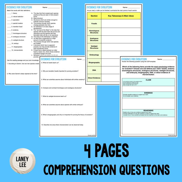 Evidence for evolution webquest answers