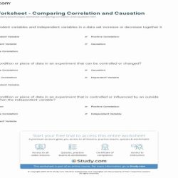 Correlation vs causation worksheet with answers