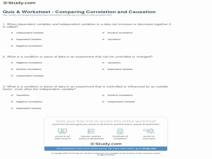 Correlation vs causation worksheet with answers